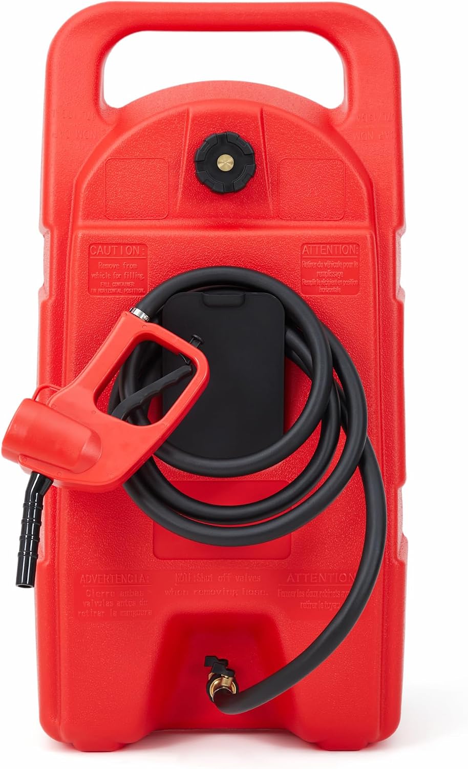 15 Gallon Gas Can, Heavy-Duty Fuel Tank with Manual Transfer Pump & 10FT Hose, Portable Gas Caddy with Wheels, Leak-Proof Gas Container for Lawn Mowers, Cars, Boats, ATVs, Red