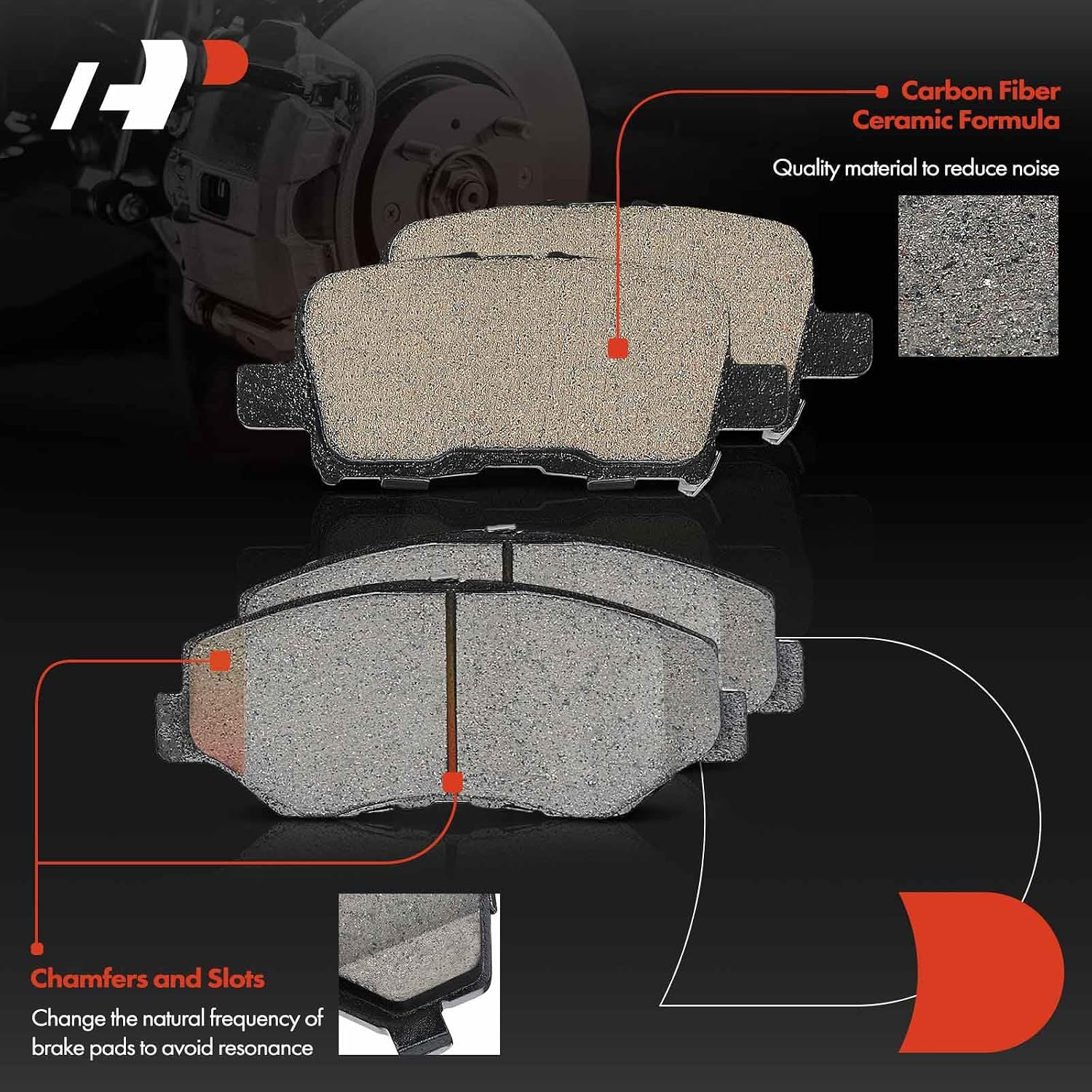 A-Premium Front Vented and Rear Solid Disc Brake Rotors + Ceramic Pads Kit Compatible with Select Honda Models - Pilot 2003 2004 2005 2006 2007 2008, 12-PC Set