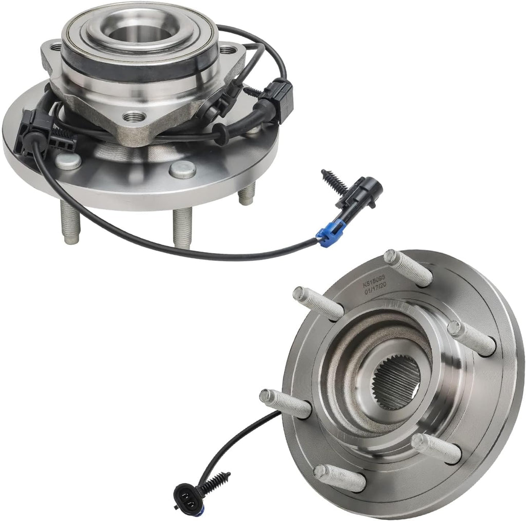 Detroit Axle - Front Wheel Bearing Hubs Brake Kit for 2006-2010 Hummer H3 2009-2010 H3T Disc Brake Rotors Ceramic Brakes Pads Wheel Bearing Hubs Assembly Replacement