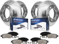 Detroit Axle - Brake Kit for GMC Chevrolet Silverado 1500HD 2500 Sierra Yukon XL Suburban 2500 Hummer H2 (4.63' Inch Dia Center Hole) Drilled & Slotted Disc Brake Rotors Ceramic Brakes Pads