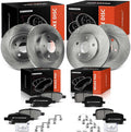A-Premium Front Vented and Rear Solid Disc Brake Rotors + Ceramic Pads Kit Compatible with Select Chevrolet & Pontiac Models - Malibu 2004-2008, G6 2006-2007, 12-PC Set