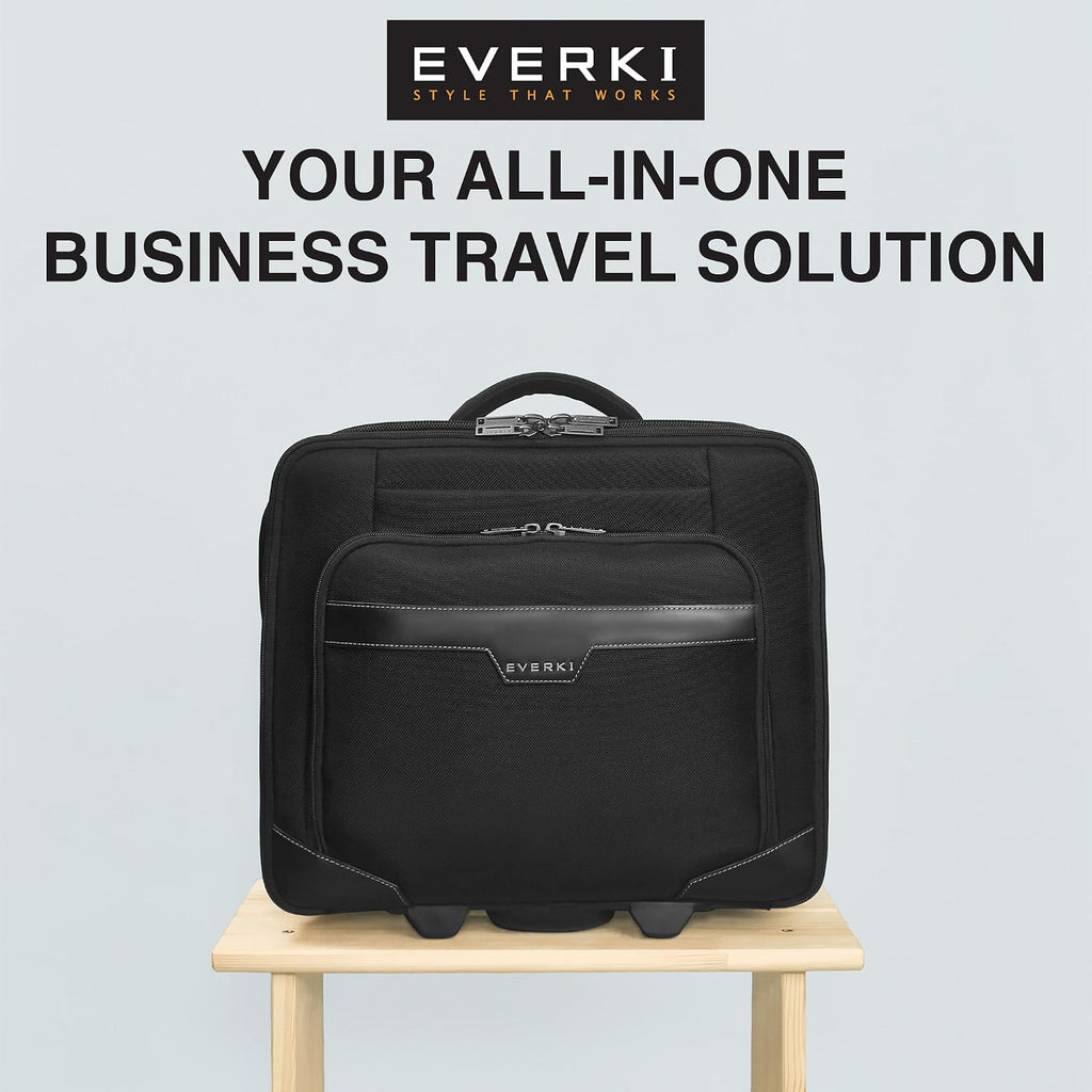 EVERKI Journey 16-Inch Laptop Trolley Rolling Briefcase for Business Professionals – Travel-Friendly Carry-On Laptop Bag, Lightweight Office Bag with Wheels, Roller Laptop Briefcase, Black (EKB440)