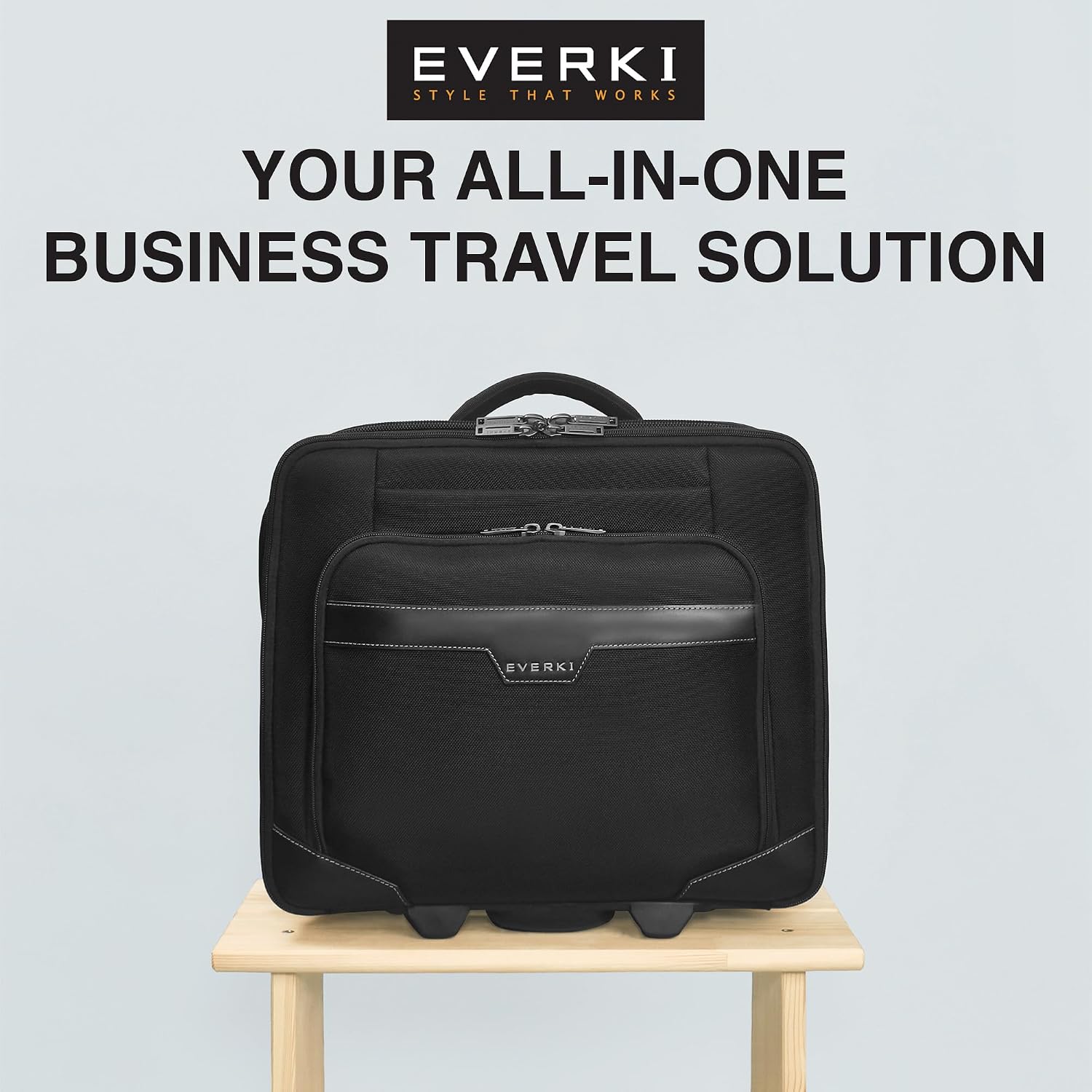 EVERKI Journey 16-Inch Laptop Trolley Rolling Briefcase for Business Professionals – Travel-Friendly Carry-On Laptop Bag, Lightweight Office Bag with Wheels, Roller Laptop Briefcase, Black (EKB440)