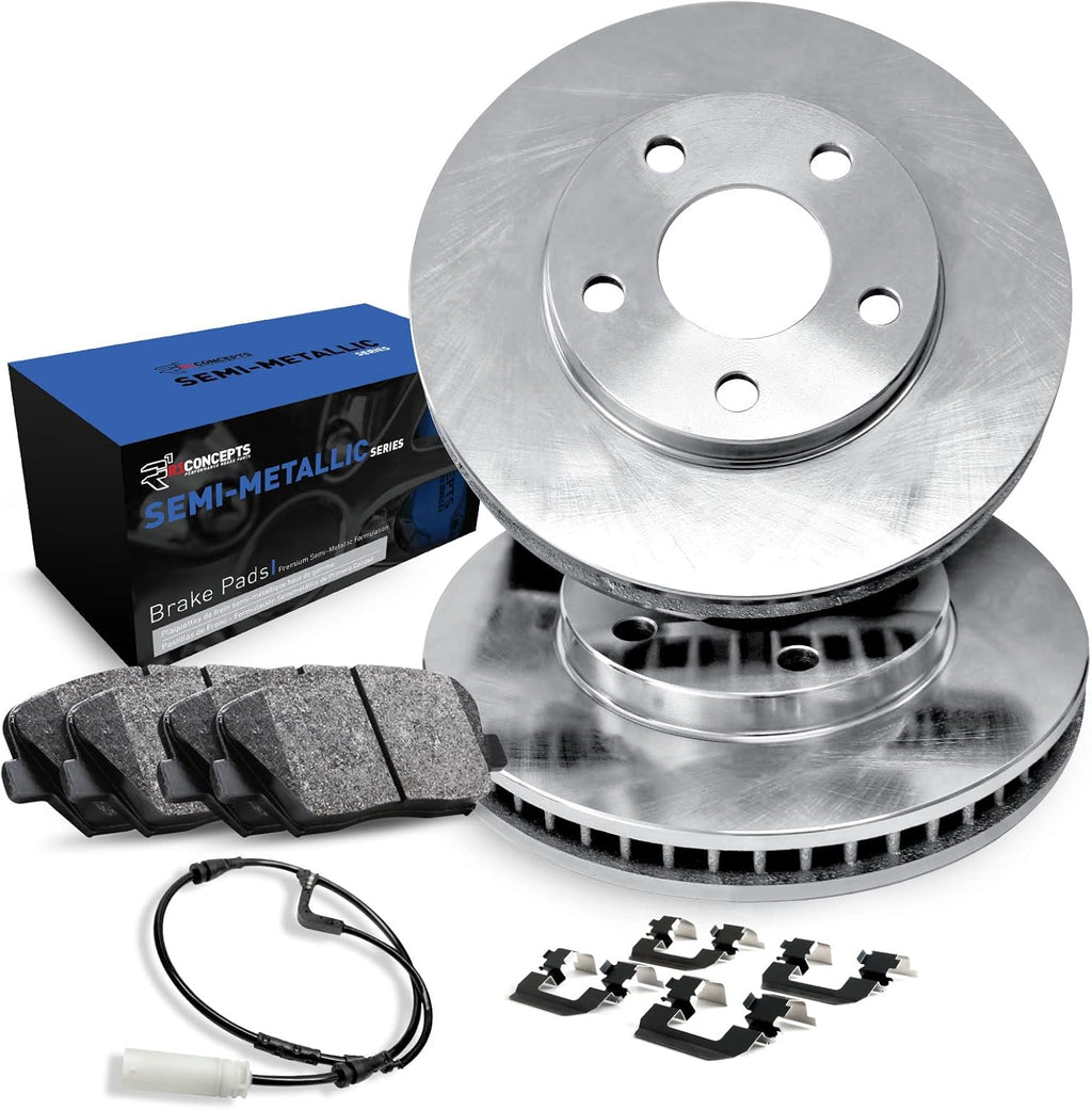 R1 Concepts Rear Brake Kit Fits 2018-2022 BMW 530e; 2017-2022 BMW 530i| Semi Met Pads, Blank Rotors| Hardware, Sensor Wire| 13.0' Rear
