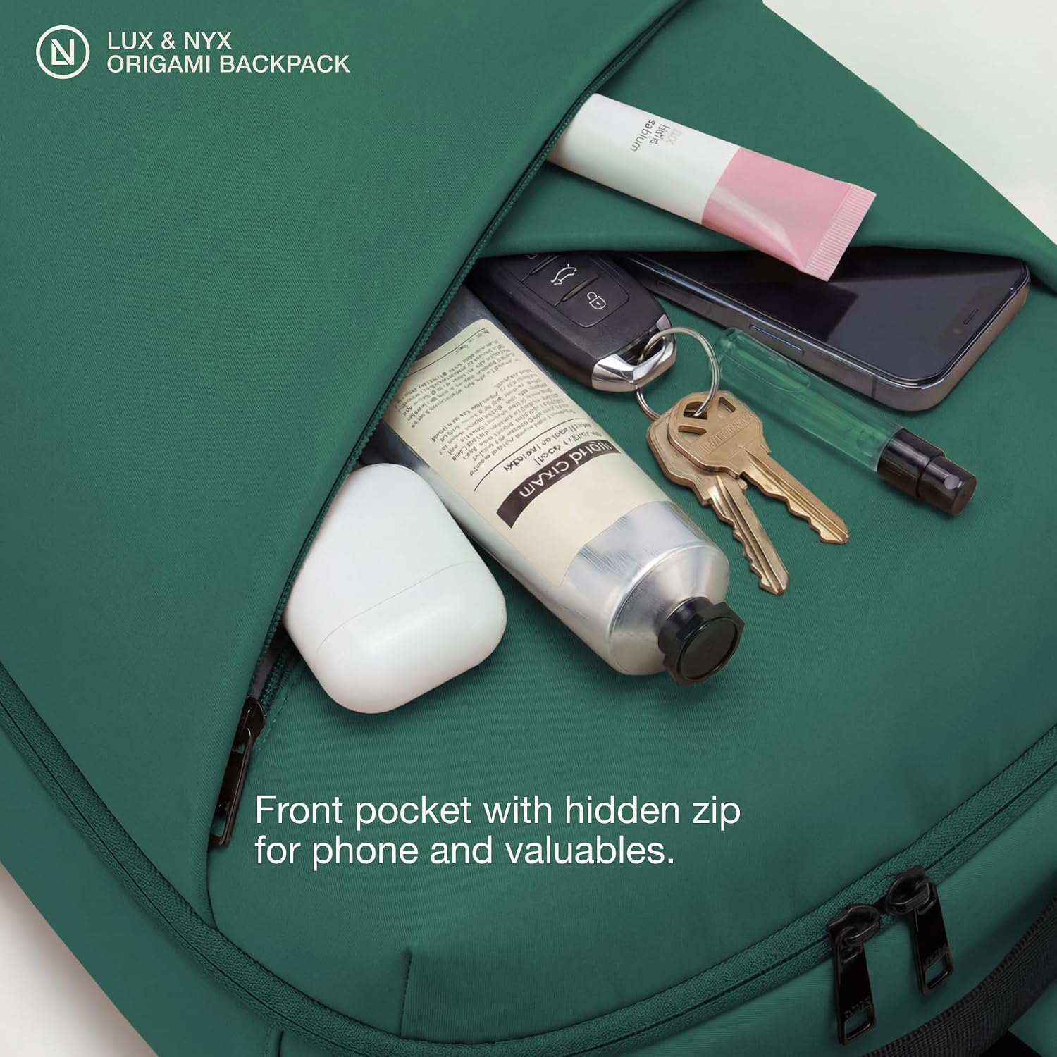 Lux & Nyx Origami Laptop Backpack for Work and Travel - Fits 16' MacBook Pro - Lightweight Business Bag - Men and Women (Forest Green)