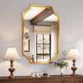 Kelly Miller 24'x36' Gold Foil Metal Scalloped Decorative Wall Mirror | Elegant beveled vanity mirror with wavy edges. Perfect metal frame wall mirror for living room, bathroom & entryway.