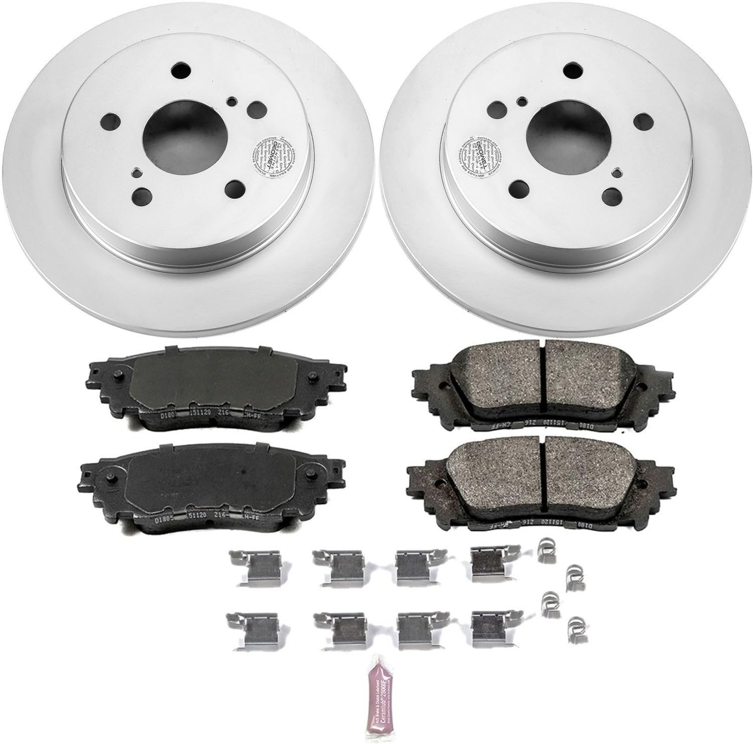 PowerStop Rear Brake Kit for Lexus NX200t 2015-17 |NX300 2018-21 |NX300h 2015-21 |Toyota C-HR 2018 - Fully-Coated Disc Rotors with Z17 Ceramic Brake Pads Replacement, CRK7739