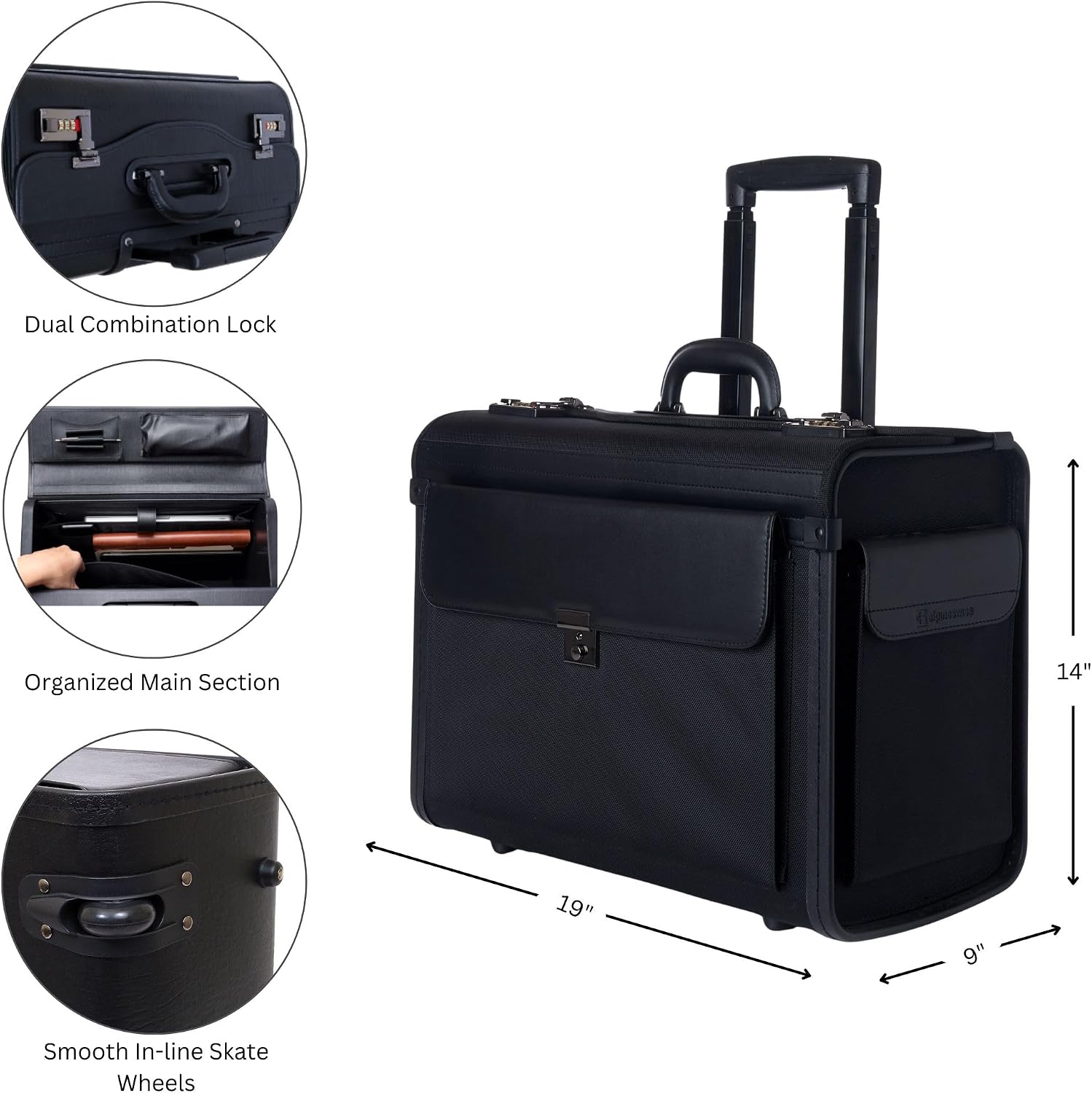 Alpine Swiss Rolling 17' Laptop Briefcase on Wheels Attache Lawyers Case Legal Size