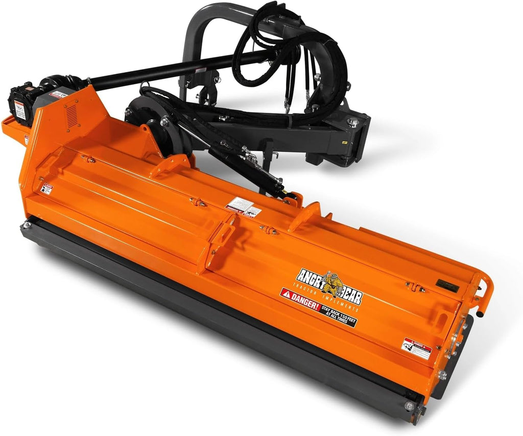MechMaxx 86' Heavy Duty PTO Drive 3 Point Offset Ditch Bank Verge Flail Mower for 90-120HP CAT 2 Tractor, 130'' Offset Distance,55°/90° Rotation Angle, 20 Hammers, Model VBM86