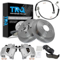 TRQ Rear Brake Pad and Rotor Set Ceramic Rotors Calipers Hoses Compatible with 1997-2001 Ford Expedition 1998-2001 Lincoln Navigator
