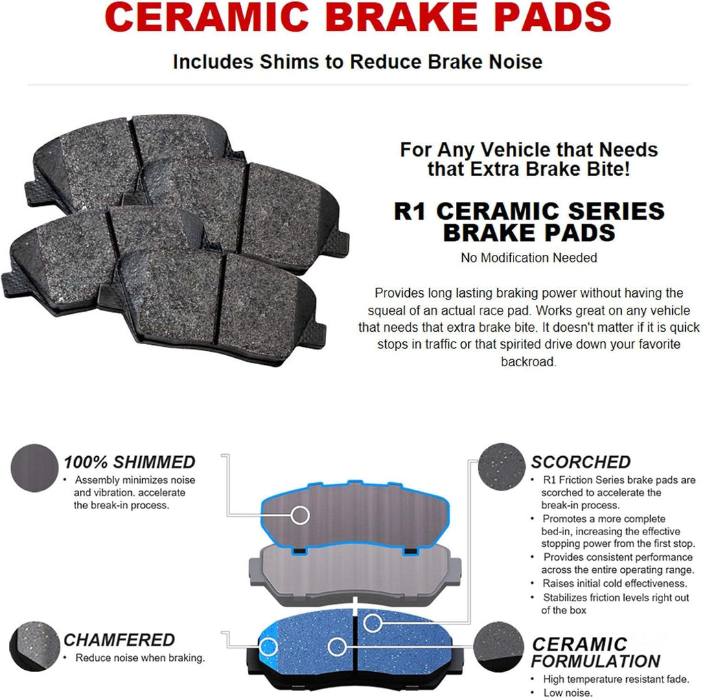 R1 Concepts Rear Brake Kit Fits 2016-2021 Hyundai Tucson; 2017-2022 Kia Sportage| Ceramic Brake Pads and Blank Brake Rotors| 11.9' Rear | 2016-2021 Hyundai Tucson; 2017-2022 Kia Sportage