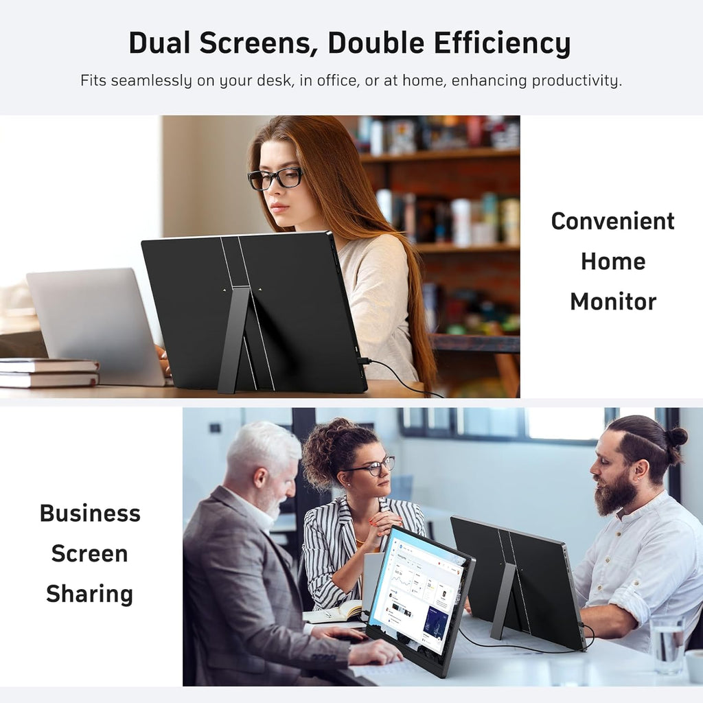 MNN 18.5'' Portable Monitor 100Hz, FHD 1080P IPS Laptop Screen with Built-in Stand & Dual Speakers, USB-C HDMI External Display for Laptop PC Phone PS5 Xbox Switch, Travel Gaming Monitor