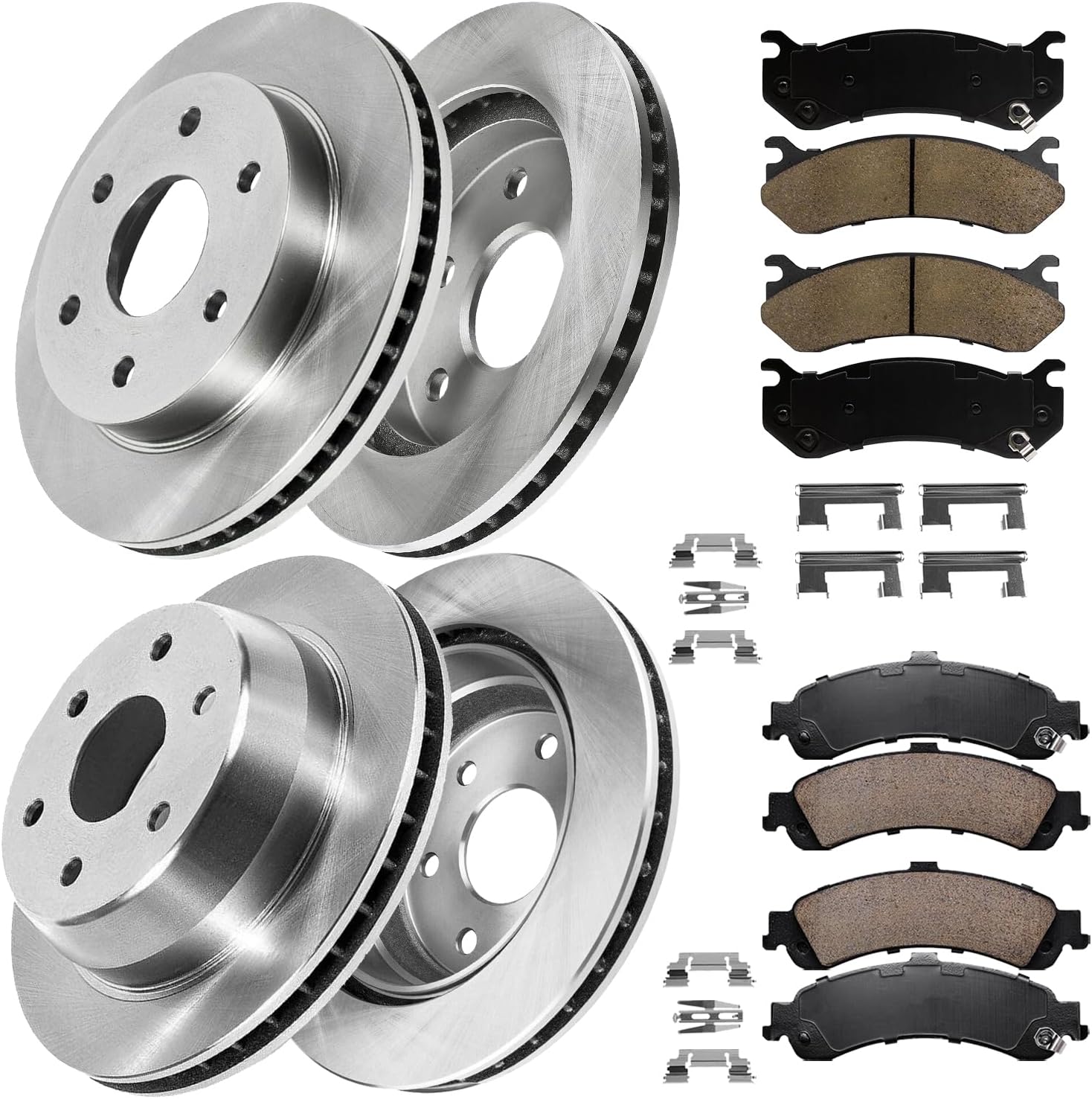Allcombo 12.01' Front and 12.99' Rear Brake Kit for 2003 2004 2005 2006 Cadillac Escalade ESV EXT, for Chevy Avalanche Silverado Suburban Tahoe GMC Sierra Yukon XL 1500 Brakes, Rotors Pads Replacement