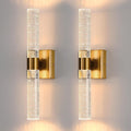 DORESshop Modern Wall Sconces Set of Two, 3CCT Crystal Bathroom Sconces Wall Light, Gold Vanity Light Fixture, Sconce Wall Decor Set of 2, Wall Lights for Bedroom, Living Room, Hallway 18in