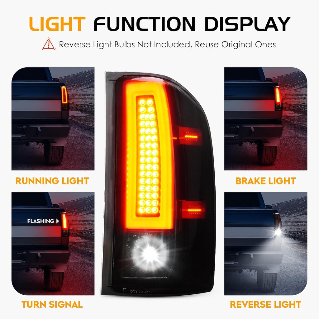 LED Tail Light + 3rd Brake Light Assembly for Chevy Chevrolet Silverado 1500 2500 HD 3500 HD 2007-2014, for GMC Sierra 3500 HD 2008-2014 with Dual Wheel Only, Smoke Lens 3Pcs