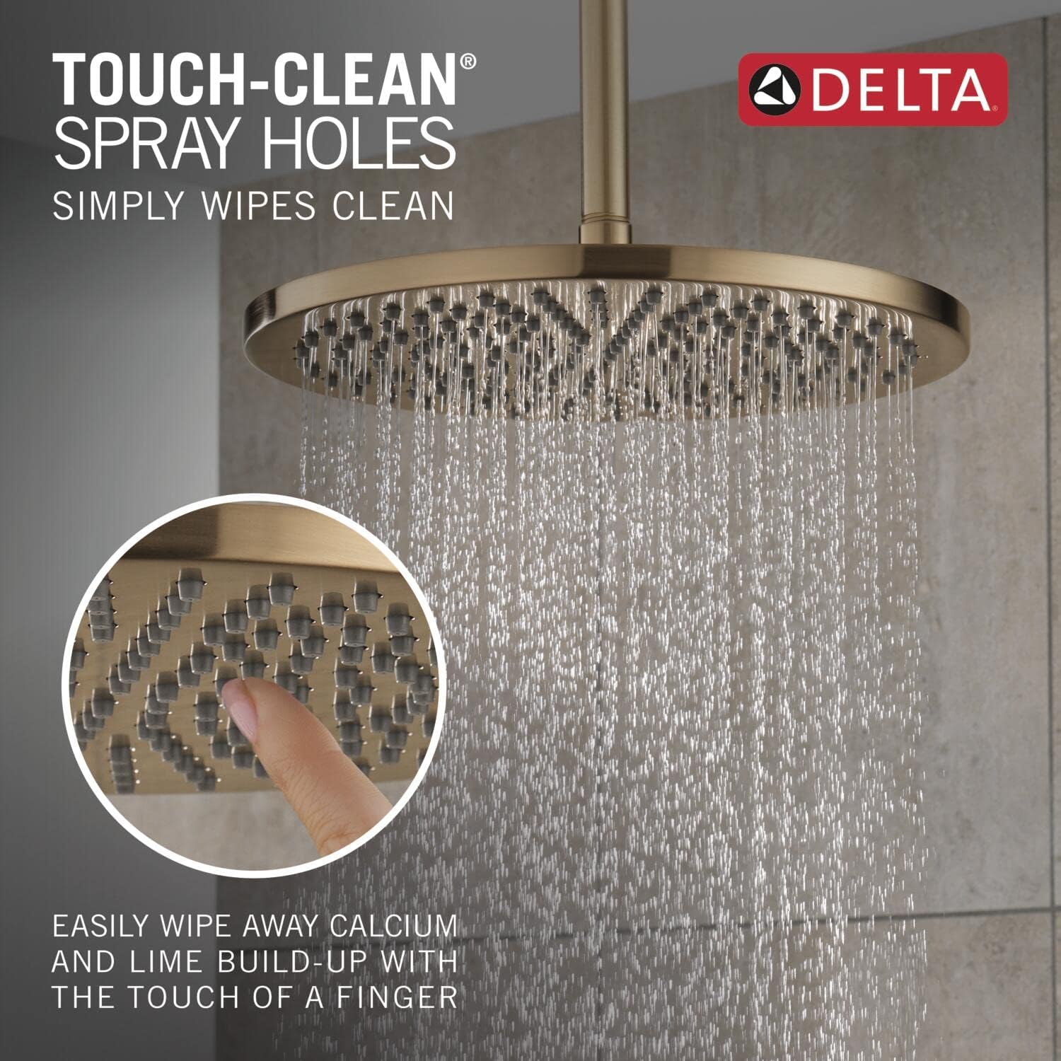Delta -Faucet Rain Shower Head, Rainfall Shower Head, Gold Shower Head Rainfall, Metal Shower Head, Ceiling Mount Shower Head, Lumicoat Champagne Bronze (Shower Arm Included)