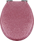Pink,Wemune Glitter Toilet Seat, 36 * 42Cm Resin Toilet Seats Round, Thicken Toilet Lid Slow Close, Quick Release, Easy To Clean & Install(Gold, Silver, Pink, Black)