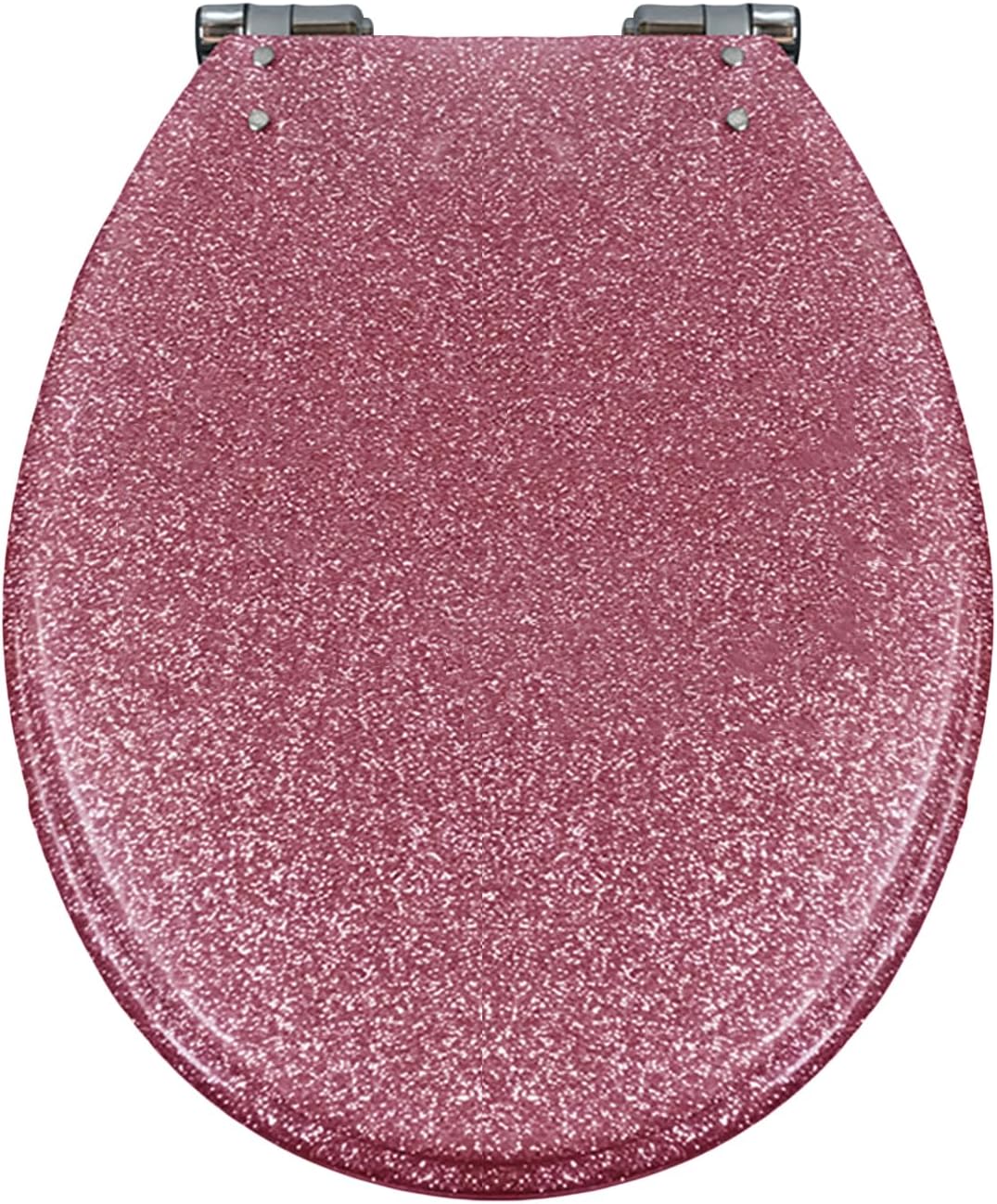 Pink,Wemune Glitter Toilet Seat, 36 * 42Cm Resin Toilet Seats Round, Thicken Toilet Lid Slow Close, Quick Release, Easy To Clean & Install(Gold, Silver, Pink, Black)