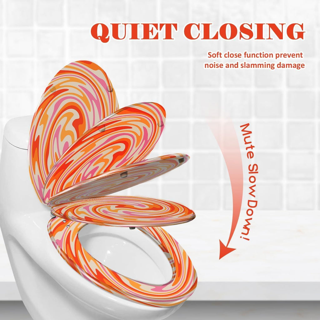 Elongated Toilet Seat Seamless pattern Gold silver Human skulls exotic Butterflies Textile Resin Toilet Seat Slow Quiet Close with Quick-Release Hinges Toilet Seat with Cover Easy to Clean Install
