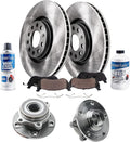 Detroit Axle - Front Brake Kit for Audi Q3 Quattro VW Passat Tiguan Limited, 12.28'' inch Disc Brake Rotors Ceramic Brake Pads Wheel Bearing Hubs Replacement