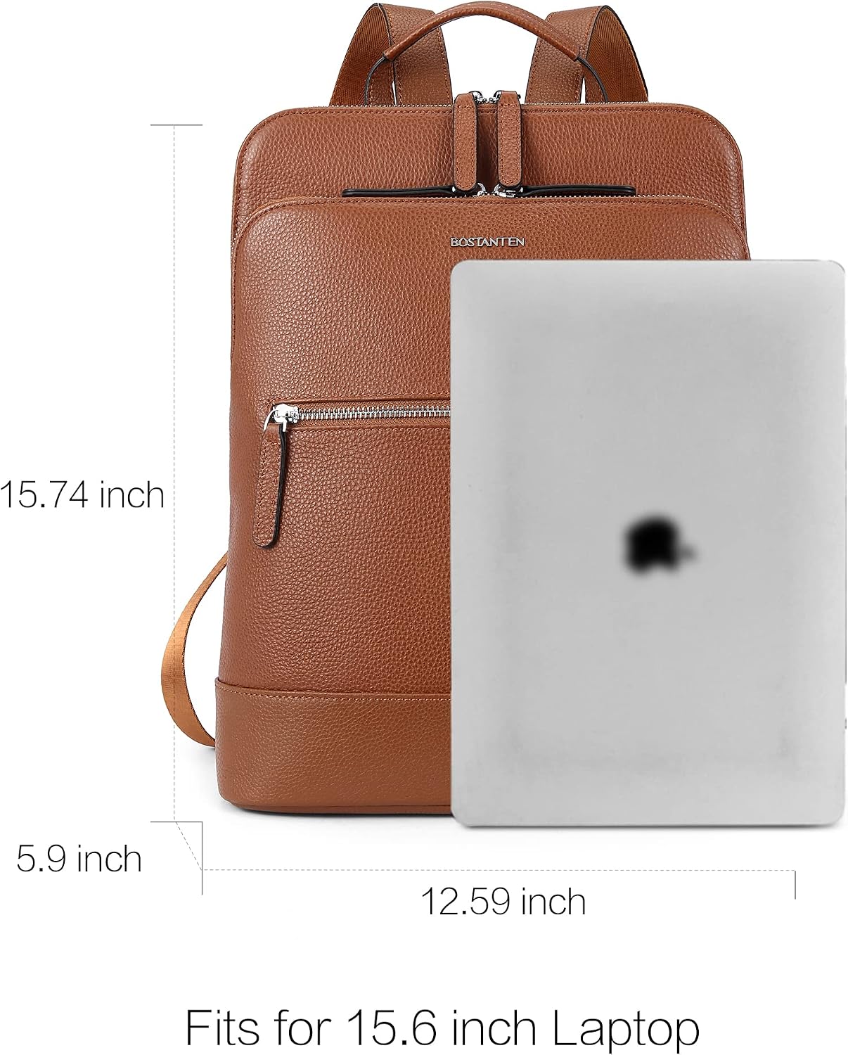 BOSTANTEN Leather Laptop Backpack for Women 15.6 inch Computer Bag Travel Work Daypack
