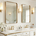 USHOWER Gold Bathroom Mirrors 24'x36' 2 Pack, Brushed Champagne Gold Rectangle Mirrors for Over Sink, Aluminum Frame, Anti-Rust, Tempered Glass, Horizontal or Vertical Mounted