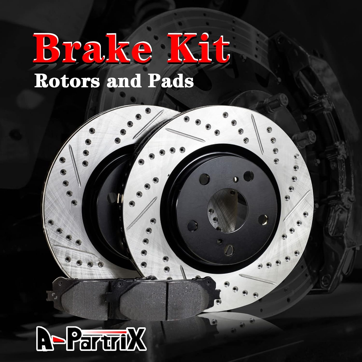 Brakes and Rotors - Rear Brake Pads and Rotors Kit, Brake Kit Replacement, Rear Break Pad and Break Rotor Set fits Chevrolet Silverado 1500 2004-2005 fits Chevy Silverado 1500 2004-2005