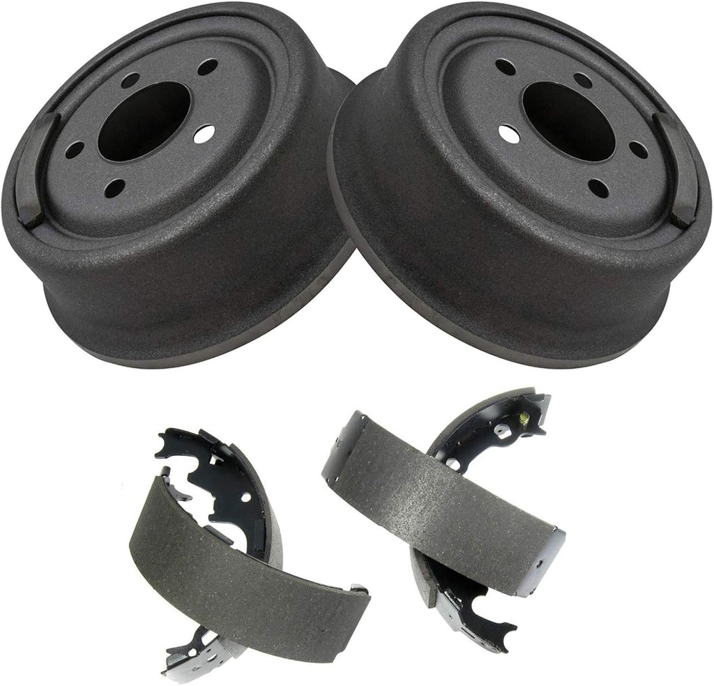 TRQ 9' Rear Brake Drum & Bonded Shoe Set Pair Kit for Jeep Wrangler Pickup Truck