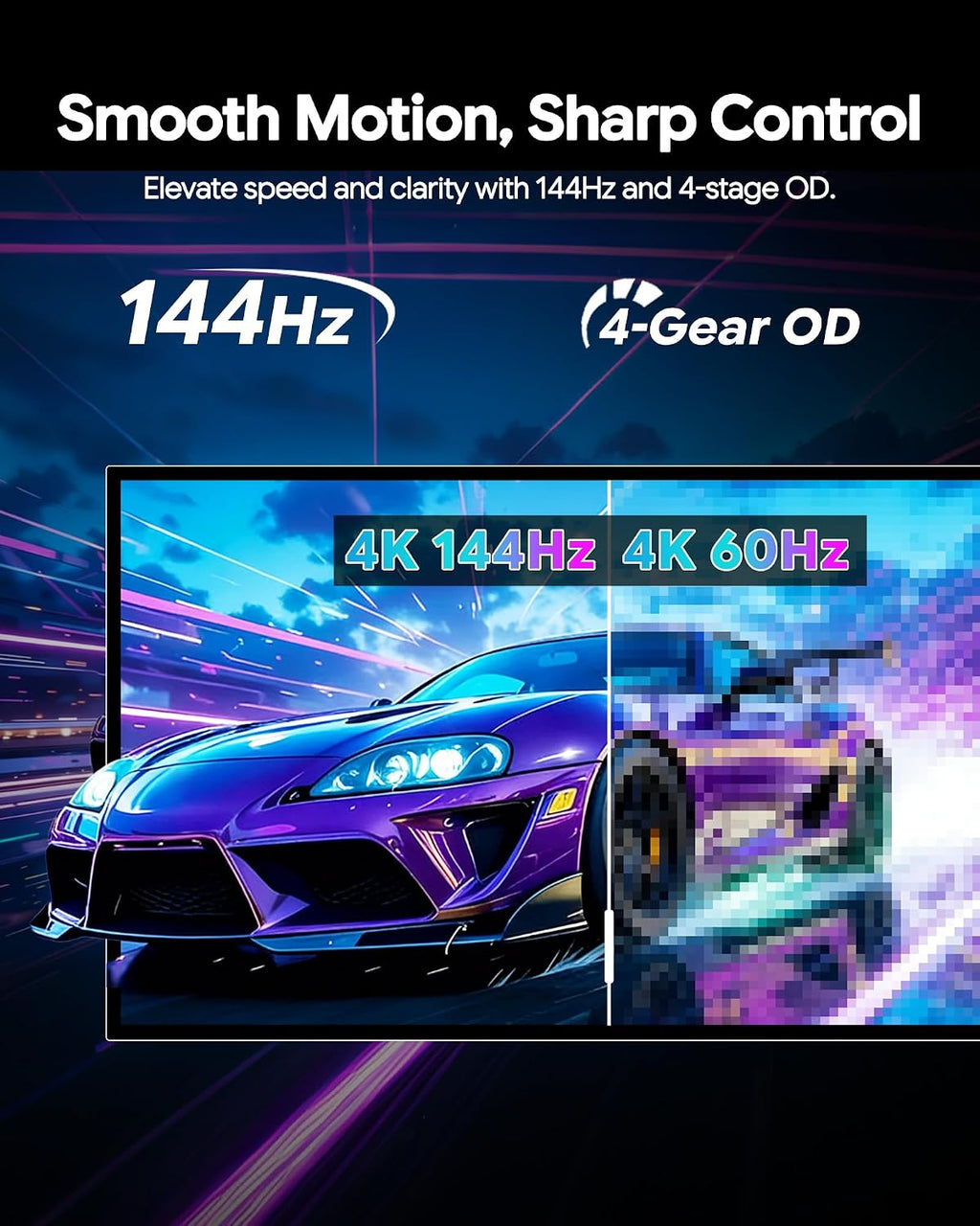 P27D 27'' UHD (3840 x 2160) 4K 144Hz Glossy Monitor, IPS Panel, 10-Bit Color, 99% sRGB, 96% DCI-P3, 5ms, HDR, Low Blue Light, Eye Care (Honeycomb - Without Stand)