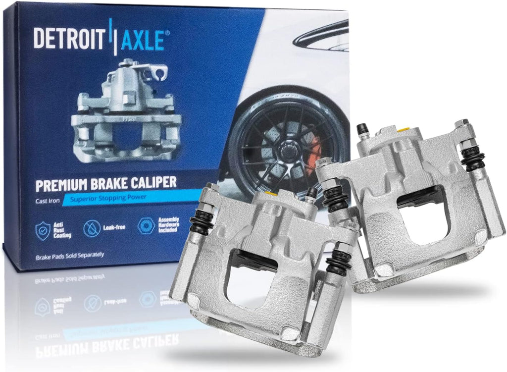 Detroit Axle - Brake Kit for 2007-2012 Jeep Wrangler 2008-2012 Liberty 2007-2010 Dodge Nitro Ceramic Brakes Pads Brake Calipers with Bracket Front & Rear 2009 Replacement