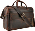 Masa Kawa Leather Briefcase for Men 15.6', 17' Laptop Computer Case Business Travel Work Messenger Cross Body Shoulder Bag