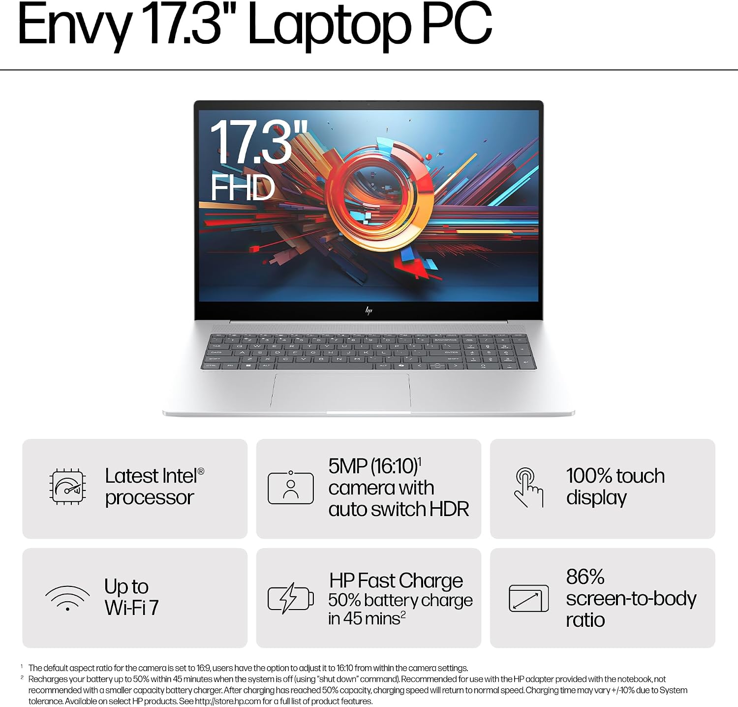 HP Envy 17.3' Premium Laptop - w/Accessories & 1TB Portable SSD, Intel 16-Core U7-155H, Wi-Fi 7, FHD Touchscreen Display, Copilot AI, Backlit Keyboard, Win 11 Pro (16GB DDR5, 1TB SSD)