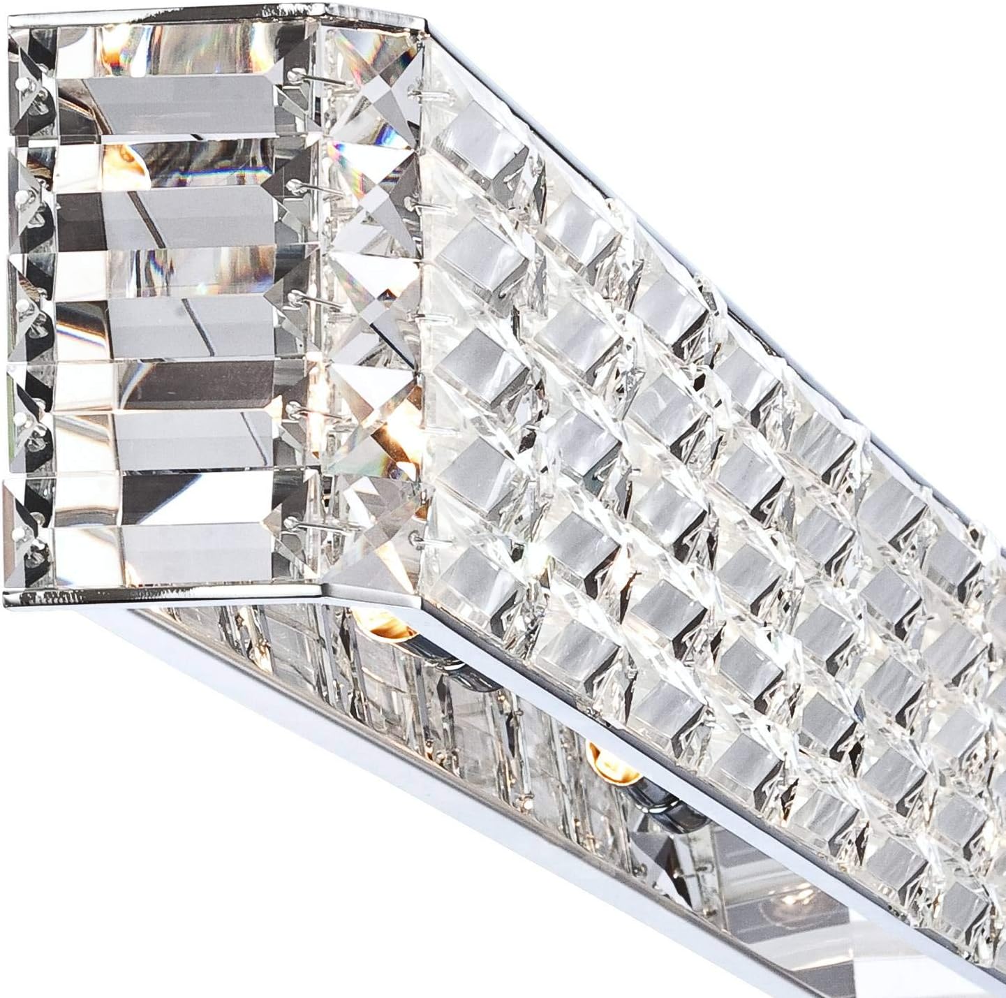 Possini Euro Design Vivienne Modern Wall Light Chrome Silver Metal Hardwired 35' Wide Light Bar Fixture Mounted Clear Crystal Accents for Bathroom Vanity Mirror House Home Hallway Room Decor