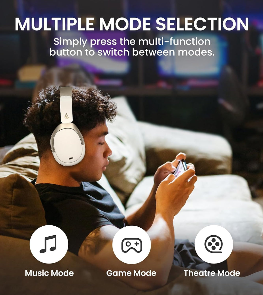 Edifier WH950NB Wireless Headphones - Active Noise Cancelling Headsets - Bluetooth 5.3 - Hi-Res Audio - 55H Playtime - Google Fast Pairing - Dual-Device Connection - Connect to App (Ivory)