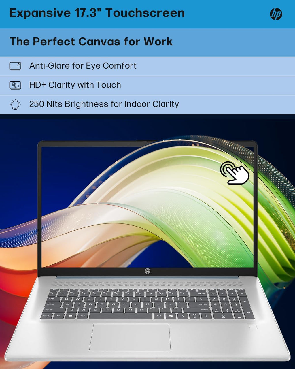 HP 17.3 Touchscreen Laptop for Business, Intel Ultra 7 255U Up to 5.2GHz, 32GB DDR5, 1TB SSD, Backlit KB, Fingerprint Reader, Wi-Fi 6, Windows 11 Pro, W/RECOLX AI Voice Recorder, REDRAGON Accessories