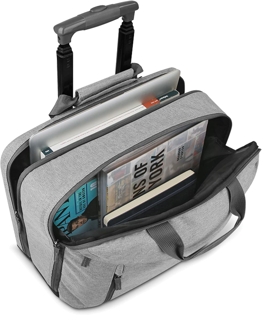 Solo New York Underseat Rolling Catalog Case - Roller Laptop Bag with Wheels, Wheeled Briefcase for Women & Men, Carry On Size for Travel, Fits 15.6' Computer - Re:Start, Gray