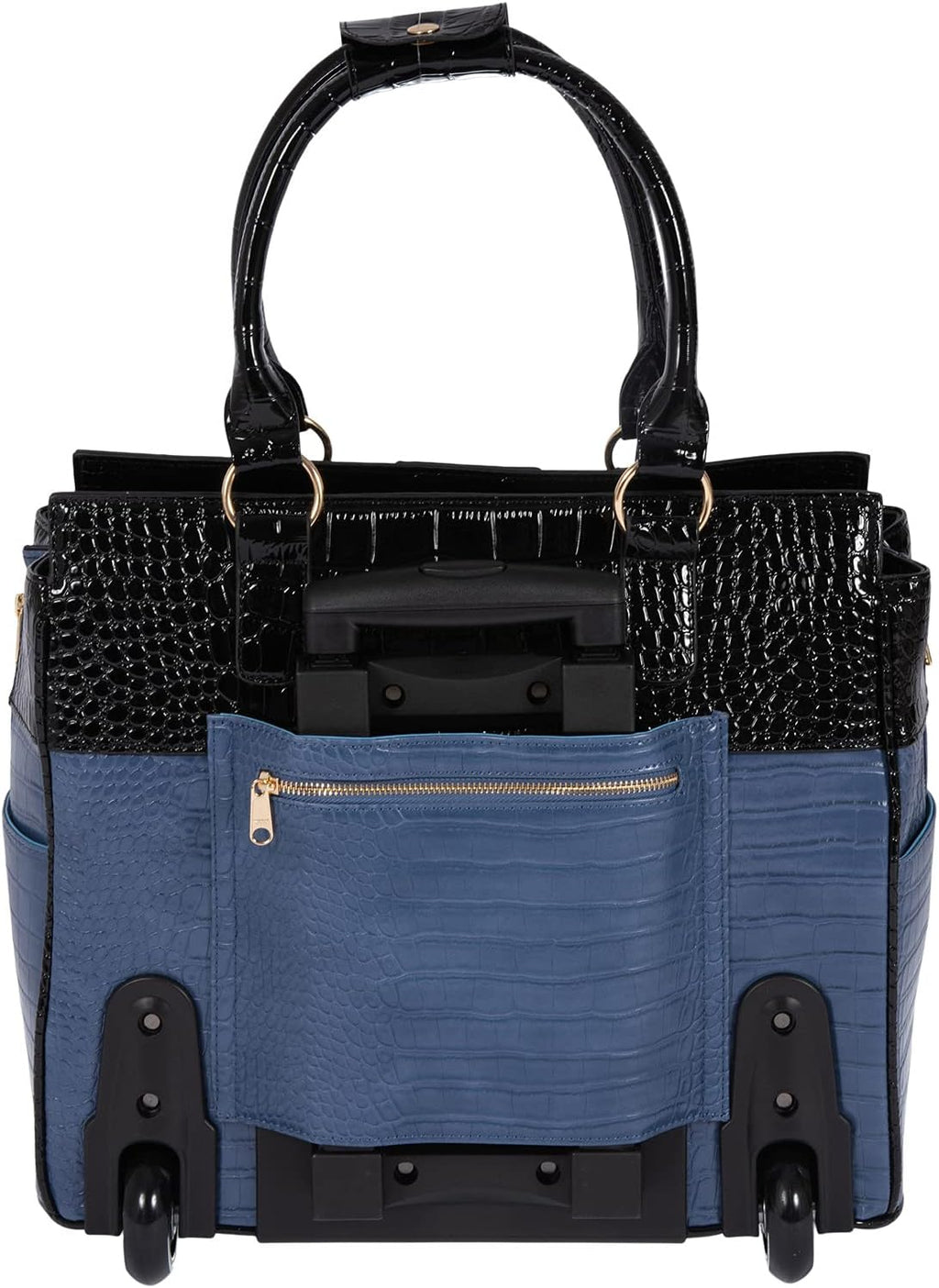 JKM and Company Alligator Compatible With Computer iPad, Laptop Tablet Rolling Tote Bag Briefcase Carryall Bag | Compatible With, Computer, iPad, Laptop, Tablet, Rolling