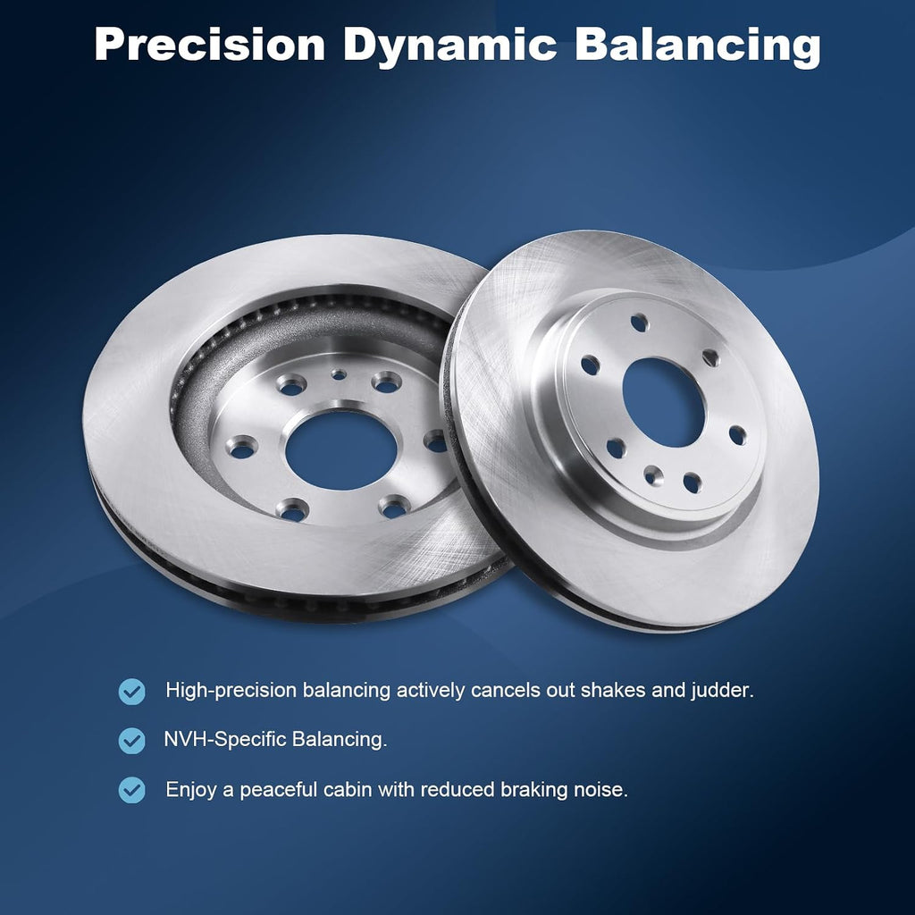Front Disc Brake Rotors & Ceramic Brake Pads Kit Fit for Buick 2008-2017 Enclave; for Chevrolet 2009-2017 Traverse; for GMC 2007-2017 Acadia; for Saturn 2007-2010 Outlook #55150 D1169