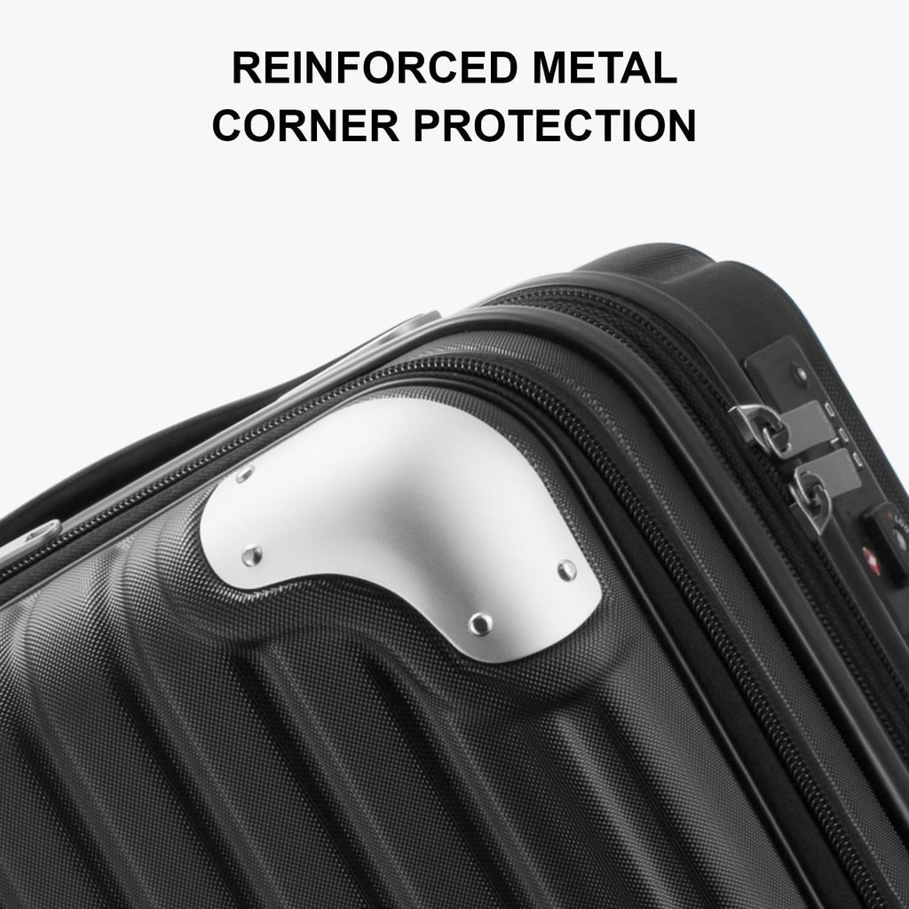 LEVEL8 Grace Carry On Luggage Airline Approved, 20 Inch Expandable Hardside Carry On Suitcase With Wheels, Abs+Pc Small Luggage with Tsa Lock, Black, 20-Inch