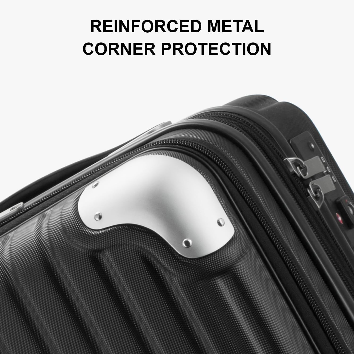 LEVEL8 Grace Carry On Luggage Airline Approved, 20 Inch Expandable Hardside Carry On Suitcase With Wheels, Abs+Pc Small Luggage with Tsa Lock, Black, 20-Inch