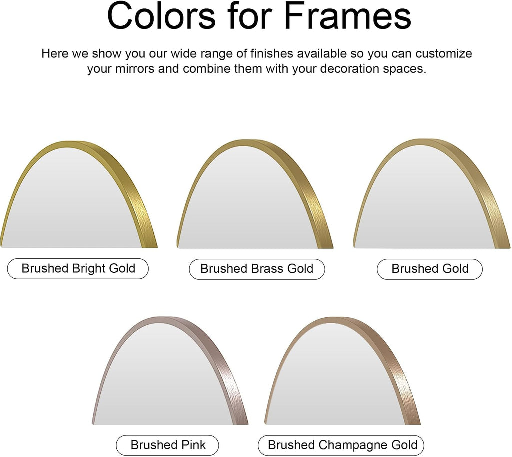 Recessed Medicine Cabinet Mirror,Brushed Brass Gold Arched Medicine Cabinet with Mirror for Bathroom,Metal Edge Mirrored Medicine Cabinets,in Wall Arch Mirrored Cabinets with Storage 16x31