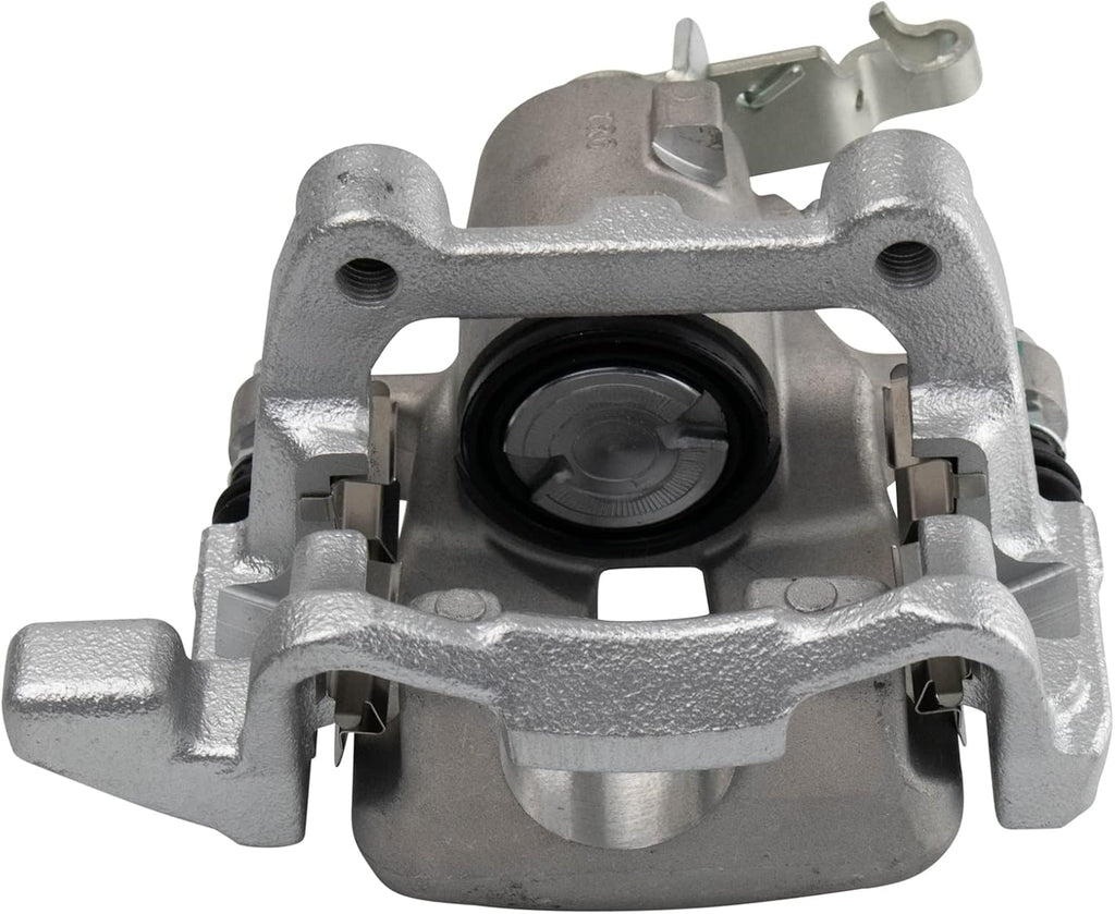 TRQ Performance Rear Brake Pad and Rotor Set Ceramic Slotted Drilled G Coated Calipers Hardware Compatible with 2010 Volkswagen Jetta