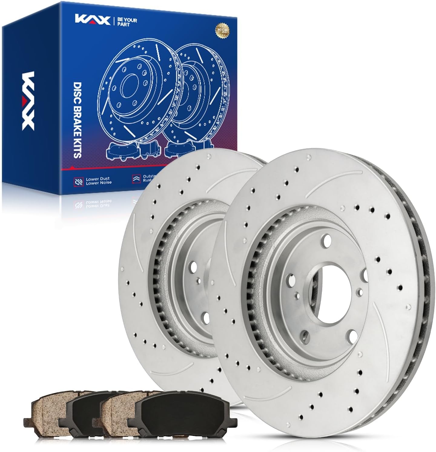 KAX Front Brake Kit for Toyota Highlander 2001 2002 2003 2004 2005 2006 2007, 11.64inch Brake Rotors Pads Kit, #31266+D884 Front Brakes
