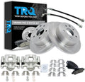 TRQ Rear Brake Pad and Rotor Set Ceramic Rotors Calipers Hoses Compatible with 2002-2006 Nissan Altima 2004-2006 Maxima