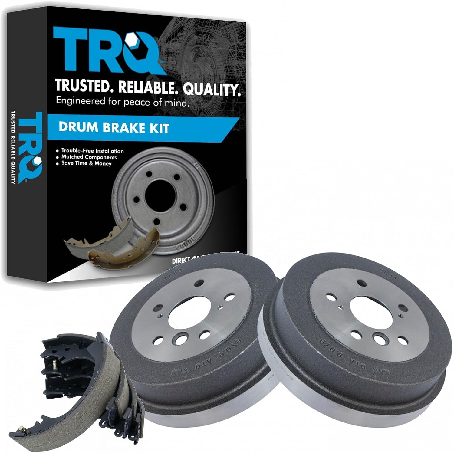 TRQ Rear Brake Shoe & Drum Kit Compatible with 1992-00 Toyota Camry 1999-01 Toyota Solara