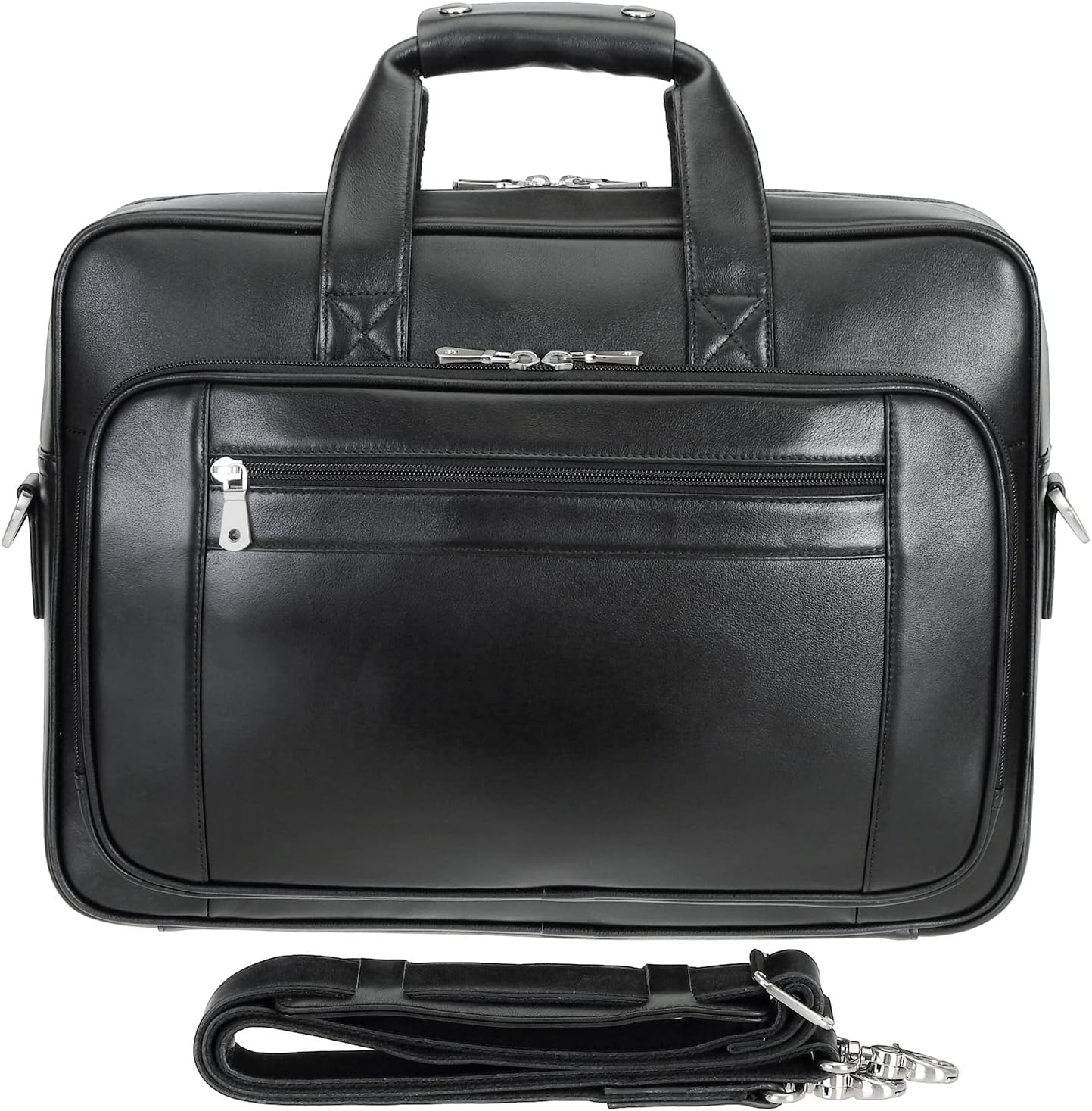 Polare 17' Full Grain Leather Laptop Briefcase Business Travel Laptop Carrying Case Shoulder Bag For Men Fits 17.3' Laptop