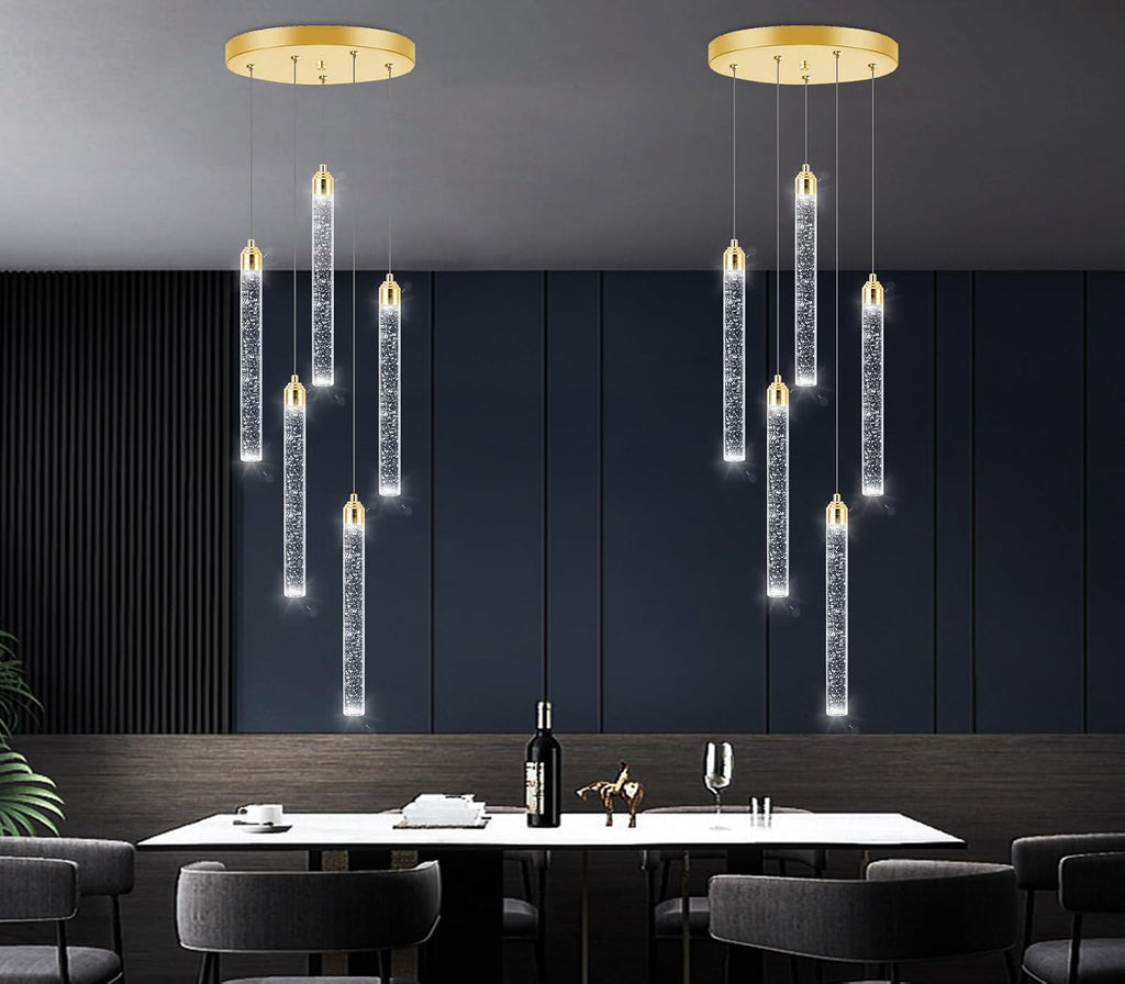 Mini Chandelier Modern Pendant Lights LED Bubble Crystal Kitchen Island Light Fixtures Gold Mini Pendant Lighting for Kitchen Island Dining Room Bedroom Bar Dimmable Ceiling Hanging Lights 2700K 6000K
