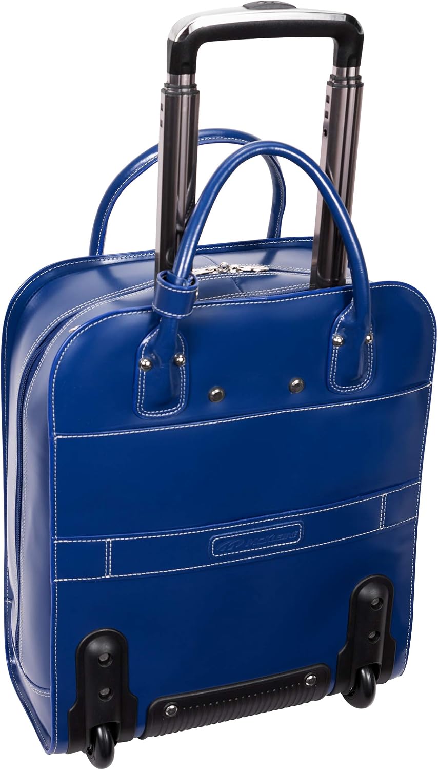 McKlein UPTOWN, Top Grain Cowhide Leather, 15' Leather Vertical Wheeled Ladies' Laptop/Computer & Tablet Business Briefcase Bag/Women's Rolling Overnight Travel Bag, Removable trolley case
