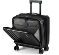 TydeCkare 16' Carry on Luggage with 2 Laptop Compartments, Lightweight Hardshell ABS+PC Suitcase with Dual Control TSA Lock, with YKK Zipper, 4 Spinner Silent Wheels, for Business Travel, Black