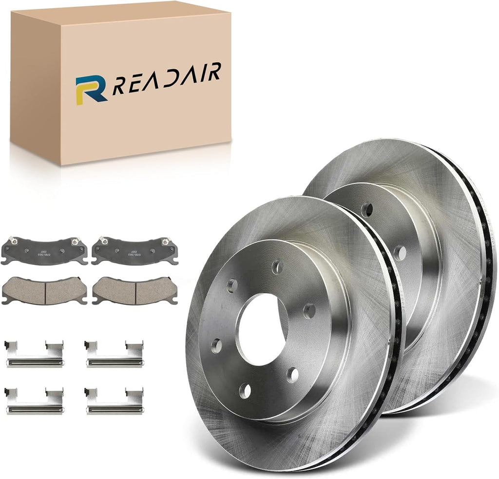 Front Brake Kit 6PCS Fits 1999-2006 Chevy Silverado 1500 | 2000-2006 Chevy Tahoe 5.3L V8, 1999-2004 GMC Sierra 1500 5.3L V8, Front Vented Brake Rotors Ceramic Brake Pads, 12'in - Replace 55054